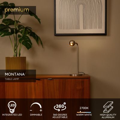 Lucide MONTANA - Table lamp - LED Dim. - 1x5W 2700K - Grey iron - Premium